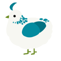 A white and sea chicken with a neck-speckle pattern