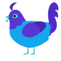 A sky and indigo chicken with a head pattern