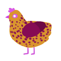 A orange and wine chicken with a speckle pattern