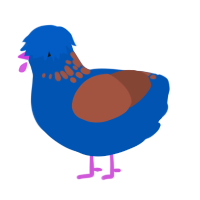 A ultramarine and russet chicken with a neck-speckle pattern