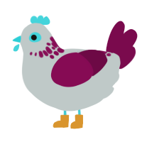 A silver and wine chicken with a neck-speckle pattern