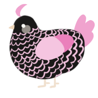 A sable and pink chicken with a lace pattern