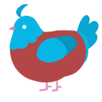 A red and cerulean chicken with a head pattern