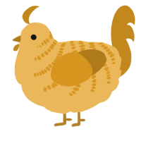 A honey and ochre chicken with a half-bar pattern