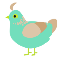 A mint and beige chicken with a neck-speckle pattern