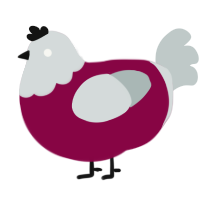 A maroon and silver chicken with a head pattern