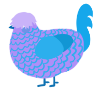 A lilac and sky chicken with a lace pattern