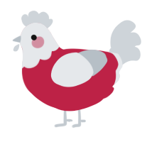 A crimson and mist chicken with a head pattern
