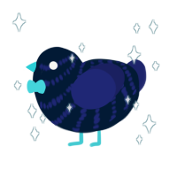 A tumblr and navy chicken with a bar pattern
