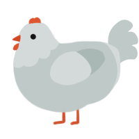 A silver chicken with a head pattern
