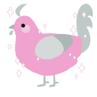 A pink and silver chicken