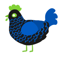 A sable and ultramarine chicken with a lace pattern