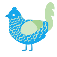 A sky and gluppy chicken with a lace pattern