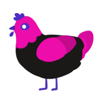 A sable and fuchsia chicken with a head pattern