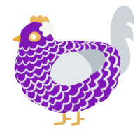 A violet and mist chicken with a lace pattern