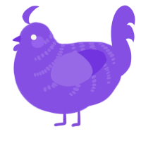 A blurple chicken with a half-bar pattern