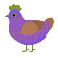 A blurple and brown chicken with a lace pattern