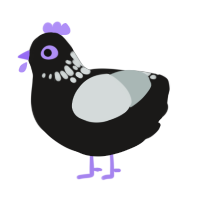 A sable and silver chicken with a neck-speckle pattern