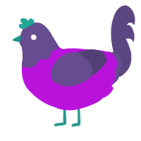 A amethyst and overcast chicken with a head pattern