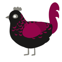 A sable and maroon chicken with a half-lace pattern