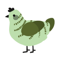 A gluppy and olive chicken with a half-bar pattern