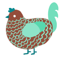 Chocolate, a russet and mint chicken with a lace pattern