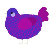 A indigo and plum chicken with a lace pattern