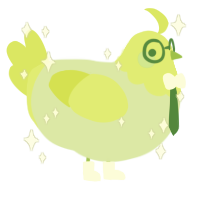 Cavin, a gluppy and lime chicken with a head pattern