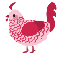 A rose and crimson chicken with a lace pattern