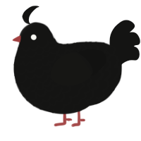 A black chicken with a lace pattern