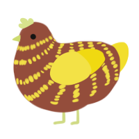 A russet and yellow chicken with a bar pattern