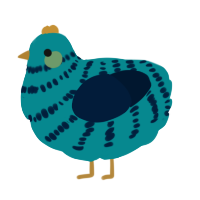 A teal and tumblr chicken with a bar pattern