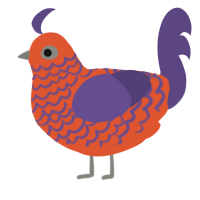 A vermilion and overcast chicken with a lace pattern
