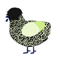 A black and apple chicken with a double-lace pattern