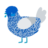 A ultramarine and mist chicken with a double-lace pattern