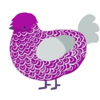A plum and silver chicken with a double-lace pattern