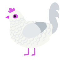 A white and mist chicken with a lace pattern