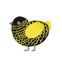 A sable and yellow chicken with a lace pattern