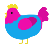 PAN PRIDE, a sky and fuchsia chicken with a head pattern