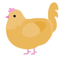 A honey chicken with a head pattern