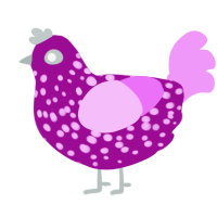 A plum and lavender chicken with a speckle pattern