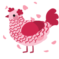 Valentine, a rose and crimson chicken with a lace pattern