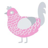 Cedar, a pink and mist chicken with a lace pattern