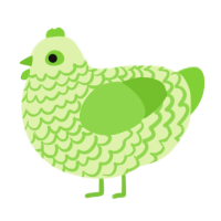 A apple and grass chicken with a lace pattern