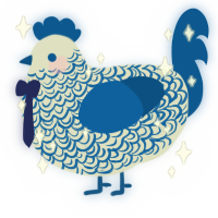 A mist and ultramarine chicken with a double-lace pattern