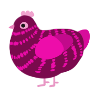 A wine and fuchsia chicken with a bar pattern