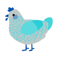 A silver and aqua chicken with a lace pattern