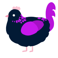 A tumblr and amethyst chicken with a neck-speckle pattern