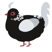 A sable and mist chicken with a neck-speckle pattern