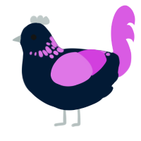 A tumblr and orchid chicken with a neck-speckle pattern